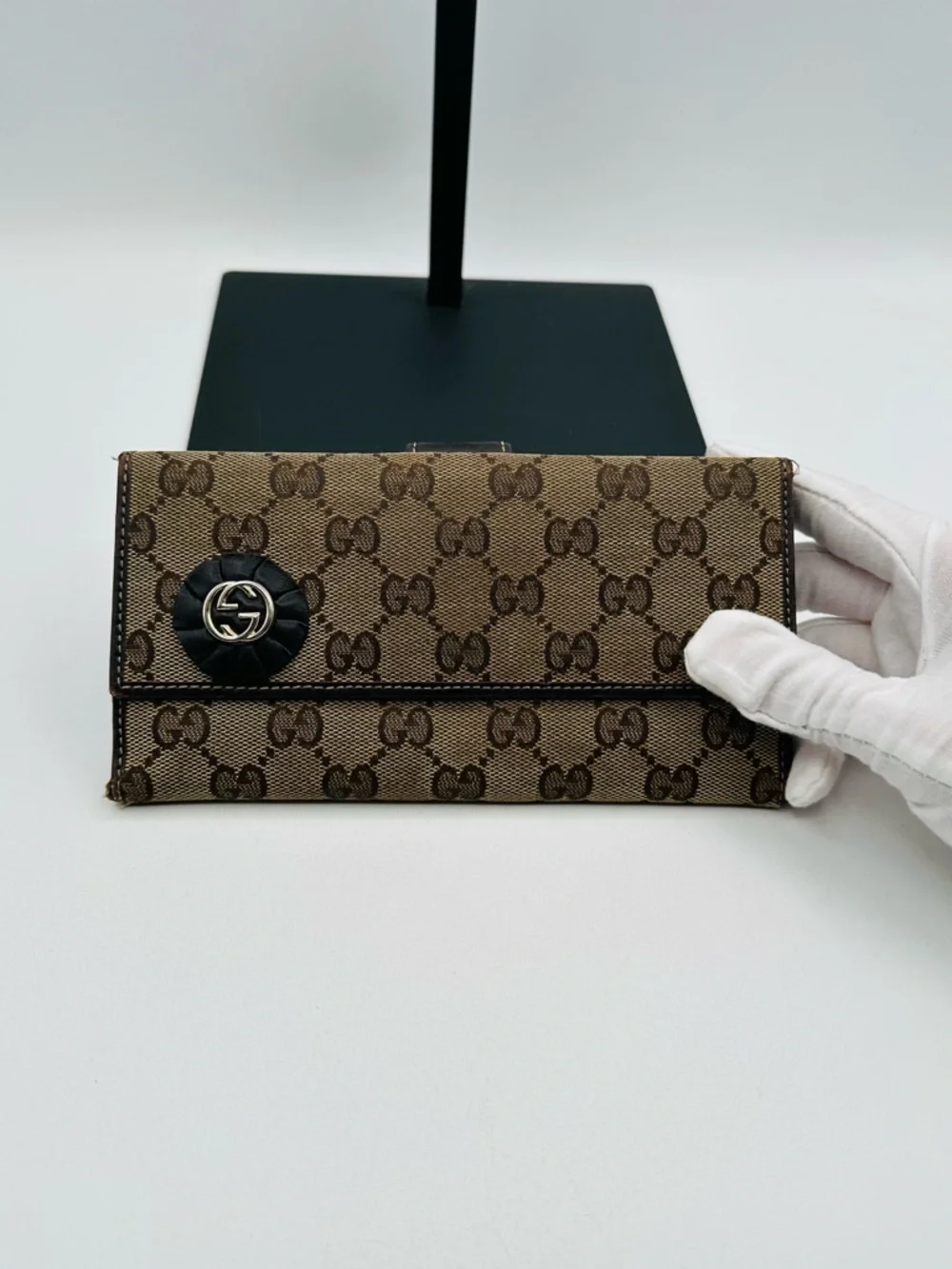 Gucci Long Monogram Flap Wallet - Picture 1 of 13